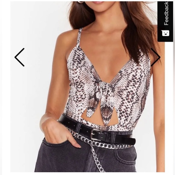 Nasty Gal Snake Print Tie Bodysuit - Picture 6 of 8